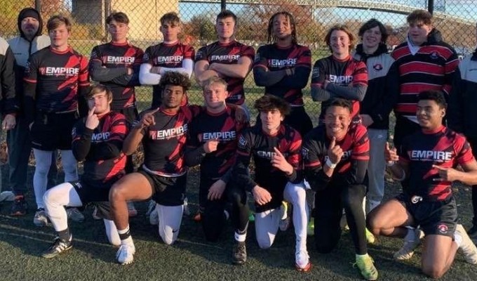 Kneeling (L to R) Aiden Pavlek, Diohnny Ruiz, Turk Baum, Steven Flinton, Eli Ross, Anthony Bourassa; Standing (L to R): Bill Pepper (Asst. Coach) Paul Shingleton (Asst. Coach) Cole Boyer, Leo Delannoy, Jax Shingleton, Jake Humphrey, Jeremiah Thompson, Ryan Cammarata, Jake Stelluti, Baylor Kobularcik, Greg Stelluti (Head Coach).