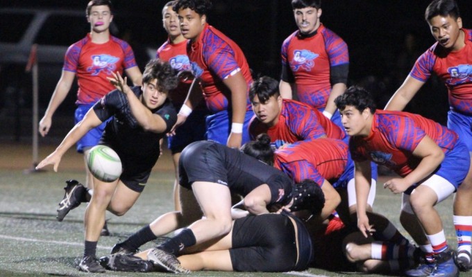 Blake Gilbert sends the ball out in a game for Servite HS.