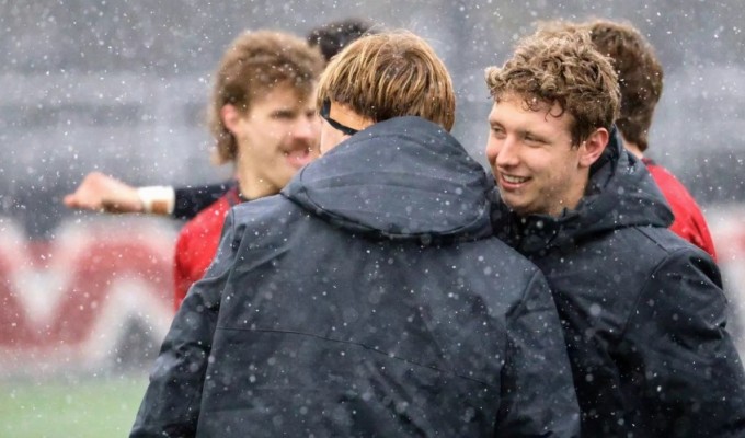 Brock Kluempers smiles post-match. He is part of a group of players staying at CWU and reforming the team as a club.