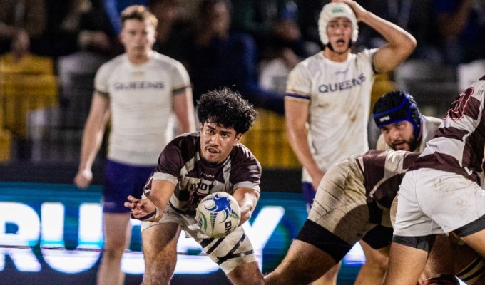 Brown scrumhalf Charm Tuala sends it out. Photo NCR.