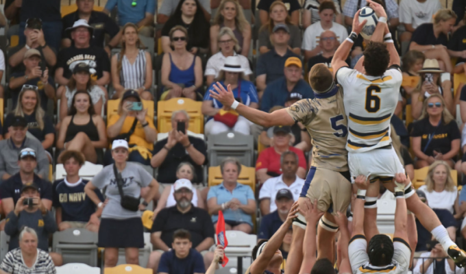 Lineup Cal vs Navy at the 2023 D1A final. Olly Laseinde photo.