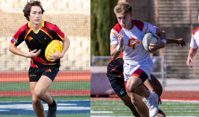 Rocco Pool assesses his options for Torrey Pines, left. Rocco Balistreri charges on for Cathedral, right.