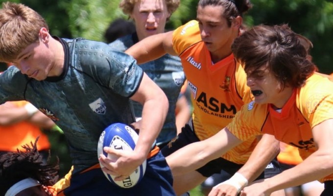Charlotte in gray, Jaguares in orange. Charlotte Tigers Rugby photo.