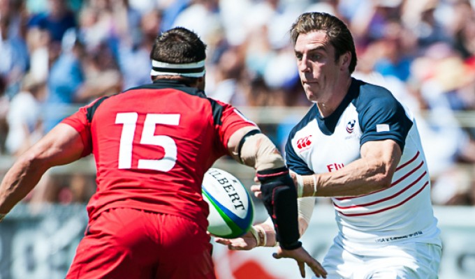 Chris Wyles passes off against Canada in 2014. David Barpal photo.