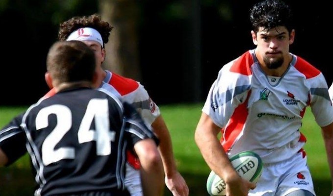 Christopher Jensvold on the charge for Louisville. Photo Lousiville Rugby.