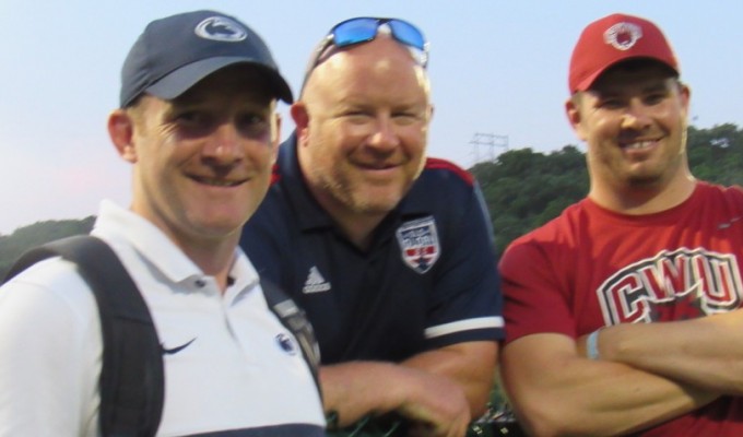 Penn State Head Coach Justin Hundley, DC Old Glory Development Chief Tim Brown, and Central Washington Head Coach Todd Thornley.