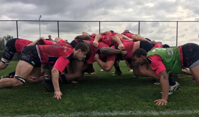 Scrumming at the Collegiate All American winter camp in 2017.