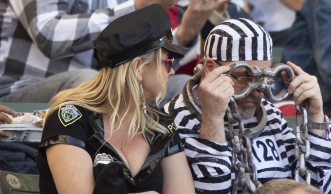 What's their story? Fans get weird at LA Sevens. David Barpal photo.