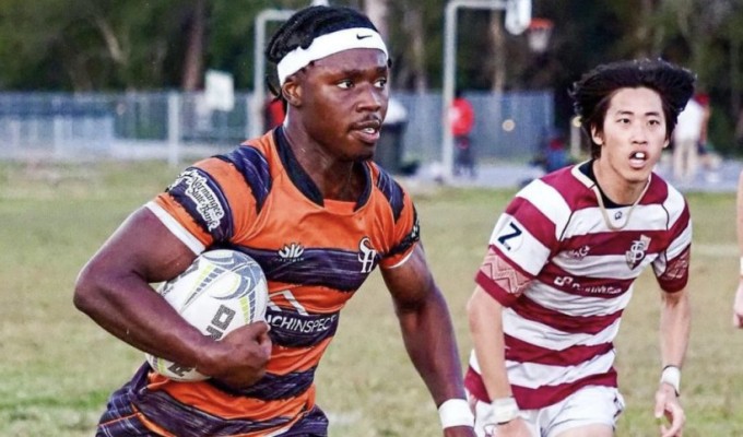 Dag Dowuona for Sam Houston State. Photo Bayou Rugby Coverage.