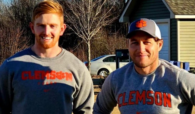 Clemson Director of Rugby Troy Hall, right, and new graduate assistant Darragh Leader, left.