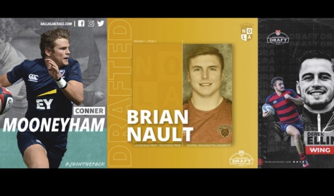 The top three draftees from the 2020 Major League Rugby Collegiate Draft.