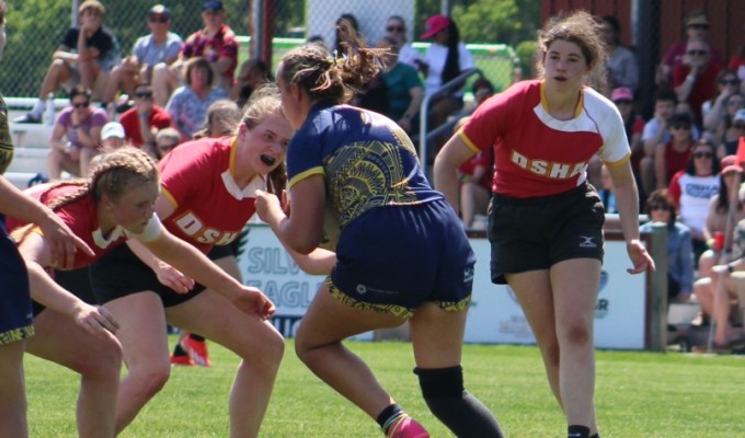 DSHA (in red) showed some determined defense. Alex Goff photo.