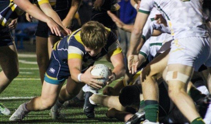 Davey Kotnik over for the try. Jack Nece photo.