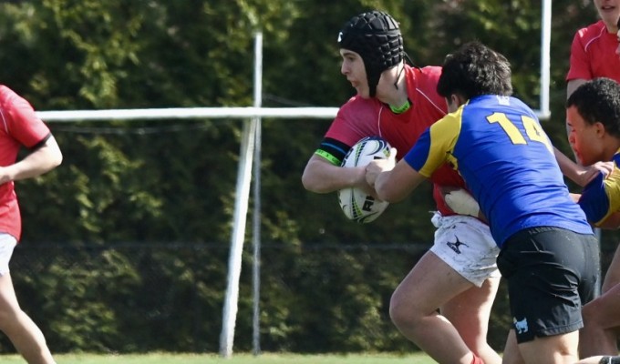 Fairfield Prep (in red) hosts their tournament this week. Photos @CoolRugbyPhotos.