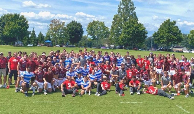 All of the teams came together for a photo.