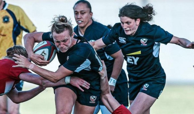 Sorensen Award winner McKenzie Hawkins moves the ball forward. Photo USA Rugby.