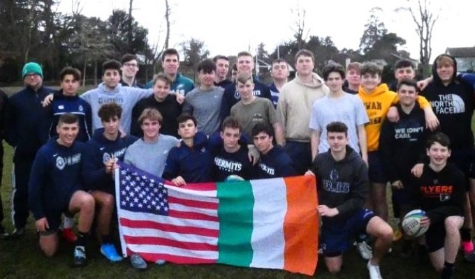 St. Augustine players after one of their coaching sessions in Ireland.