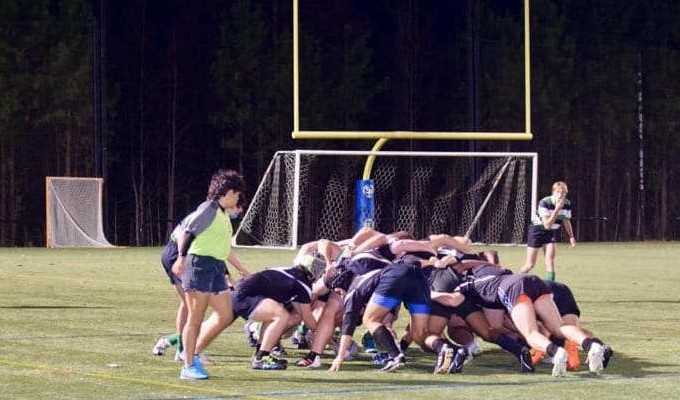 Hough and Myers Park scrum down.