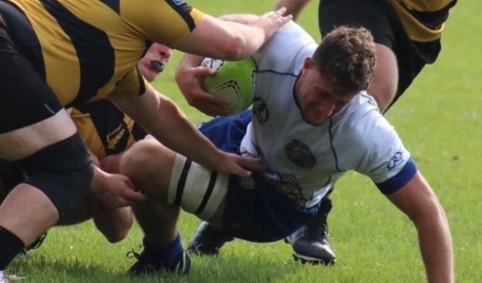 JD Farrell going in for a try for Marian. Photo Marian Rugby.