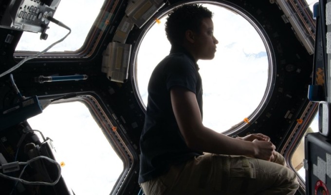 Jessica Watkins takes in the view from the International Space Station. Photo NASA.