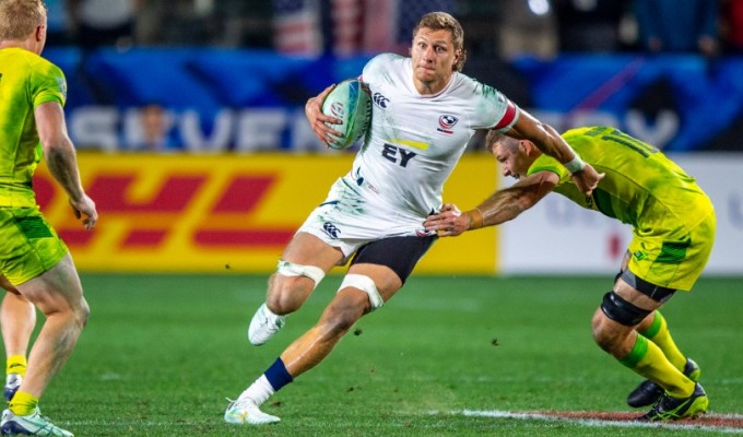 Joe Schroeder in the LA Sevens last year. David Barpal photo.