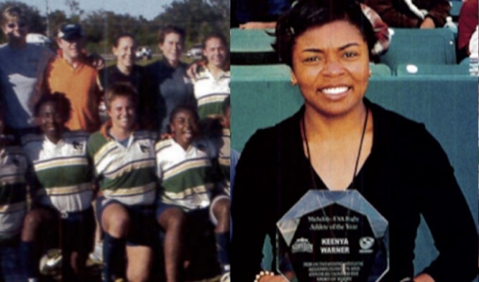 Keenya Warner with her player of the year trophy in 2003. Photo Rugby Magazine