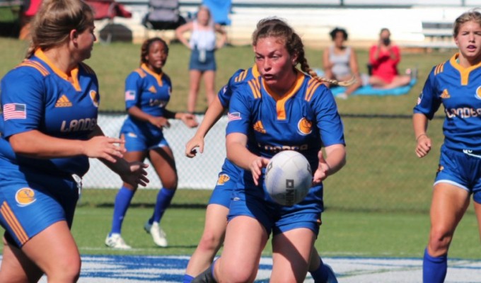 Lander women in action. Amy Nicholson photo for Lander Rugby.