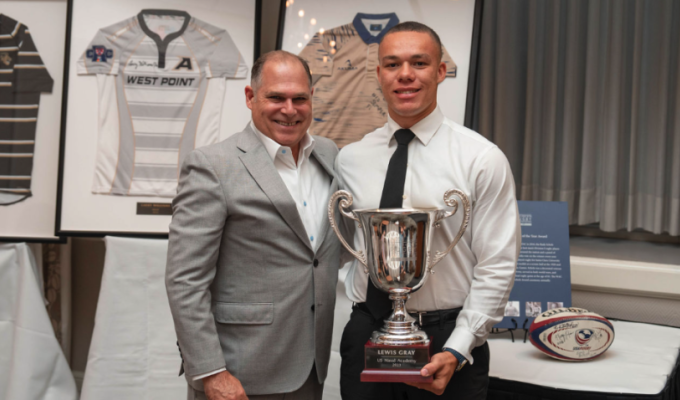 2023 Scholz Award winner Lewis Gray with Rudy Scholz's grandson, Doug. Emilio Huertas photo for WAC.