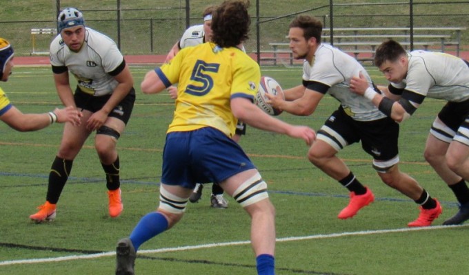 Lindenwood in white versus Marian in gold. Alex Goff photo.