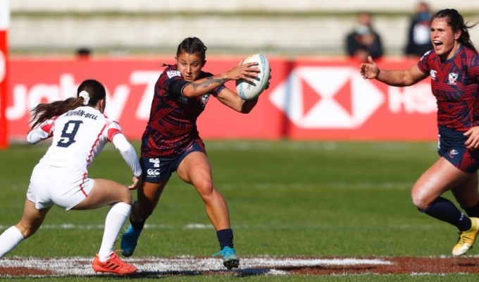 Nicole Heavirland and Ilona Maher in Malaga, where the Eagles played their best rugby. Martin Seras Lima photo.