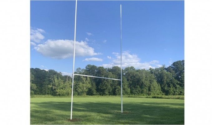 The rugby posts at Marian University's new rugby field.