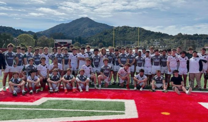 Marin and De La Salle players pose after the game.