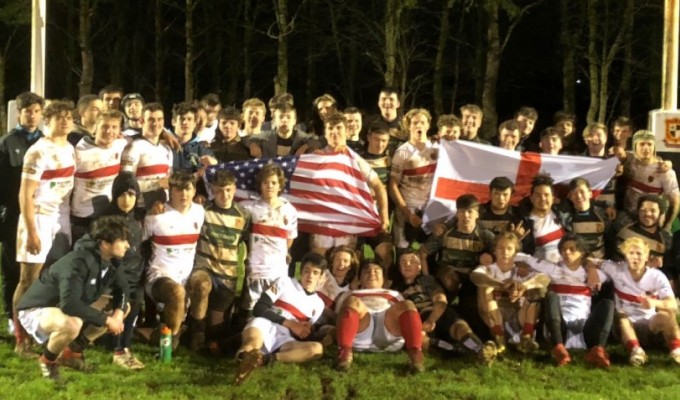 Marin and Walcott players pose together after their game.