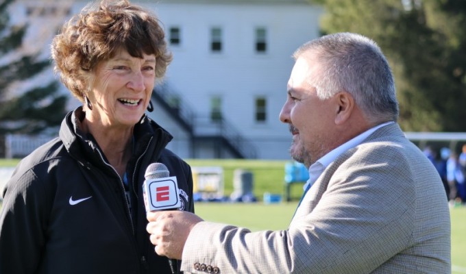 MaryBeth Mathews being interviews during the 2022 NIRA D3 final. Photo Justin LaFleur.