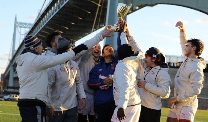 the MetNY U23s raise their cup. Photo Keith Killeen.