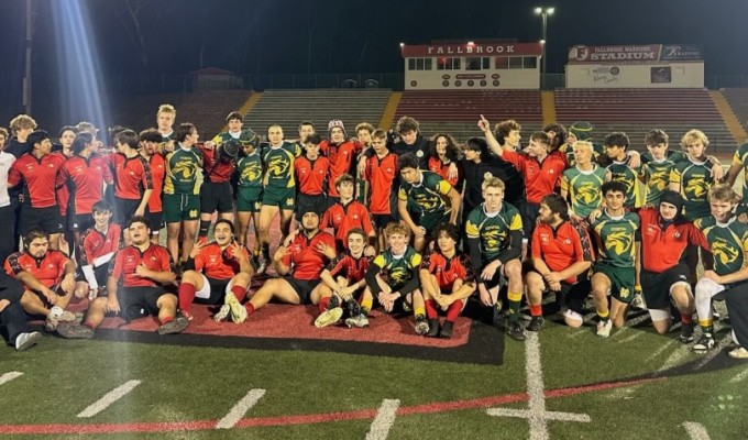 Mira Costa and Fallbrook post together post-match.