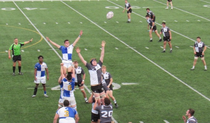 Lineout time for Notre Dame College and St. Bonaventure. Alex Goff photo.