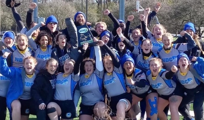 NDC women celebrate after winning their semifinal.