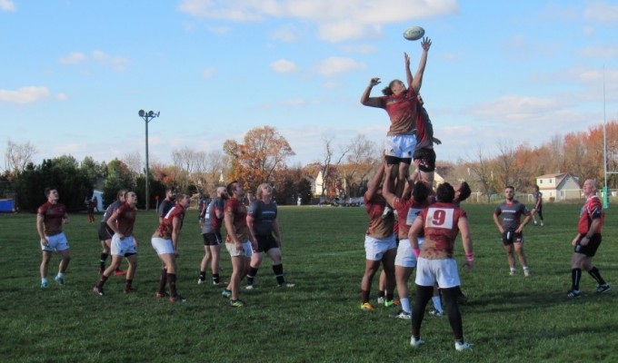 Norwich wins a lineout against IUP in the Round of 16 on Friday. Alex Goff photo.