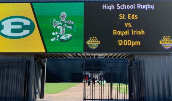 The banner for the game at Fortess Obetz.