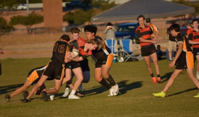 Porter Zuccato charges ahead for Red Mountain. Porter Zuccato photo.