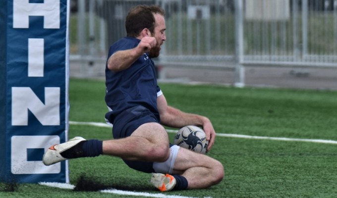 Brian Stella goes in to score for Penn State. David Hughes photo.