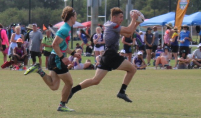 Rangataua on their way to a try in the final. Alex Goff photo.