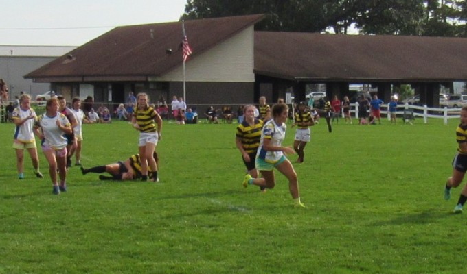 Carmel in stripes against the Carroll Chargers in the Rugby Indiana final. Alex Goff photo.