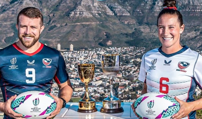 USA captains Stephen Tomasin and Lauren Doyle in Cape Town. 