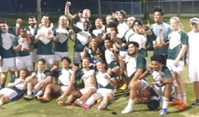 Sac State players are all smiles after the win.