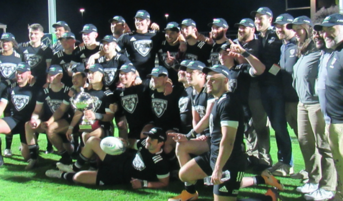 St. Bonaventure take their trophy. Alex Goff photo.