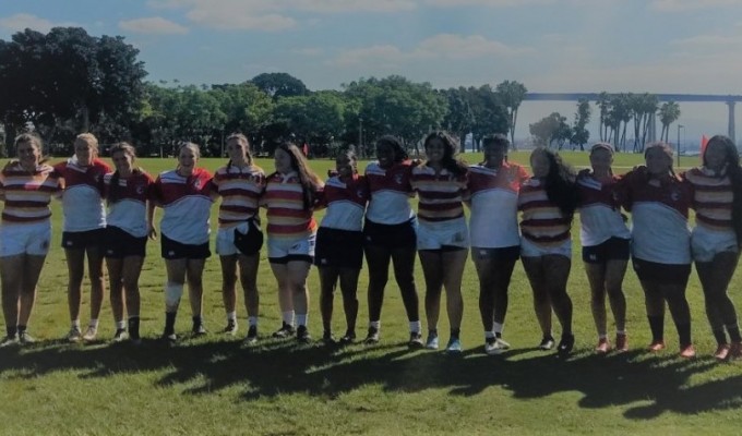 Camaraderie in girls HS rugby in Southern California.