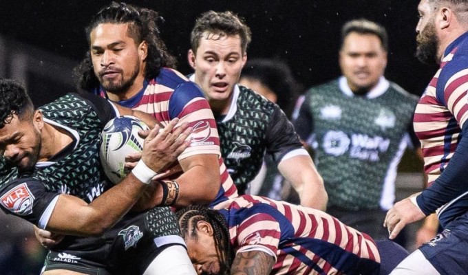 Raptors make a tackle against Seattle. Photo Seattle Seawolves.