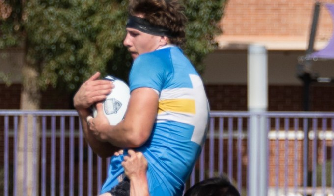 Will Sherman snags a lineout for UCLA. J. Dalton photo.